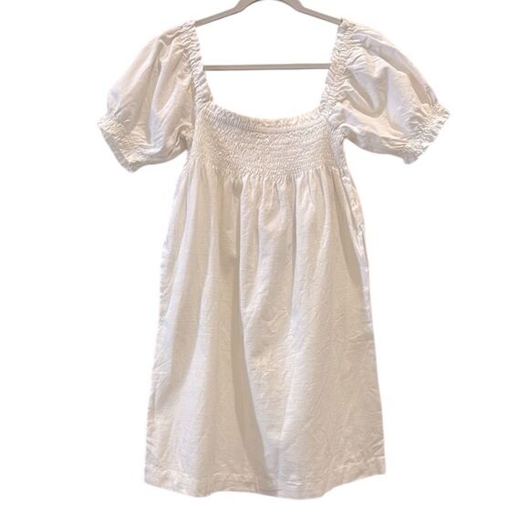 NWT FAHERTY Ramona Organic Cotton Shift Dress Egret White Puff Sleeve Top Small‌ - Picture 2 of 14
